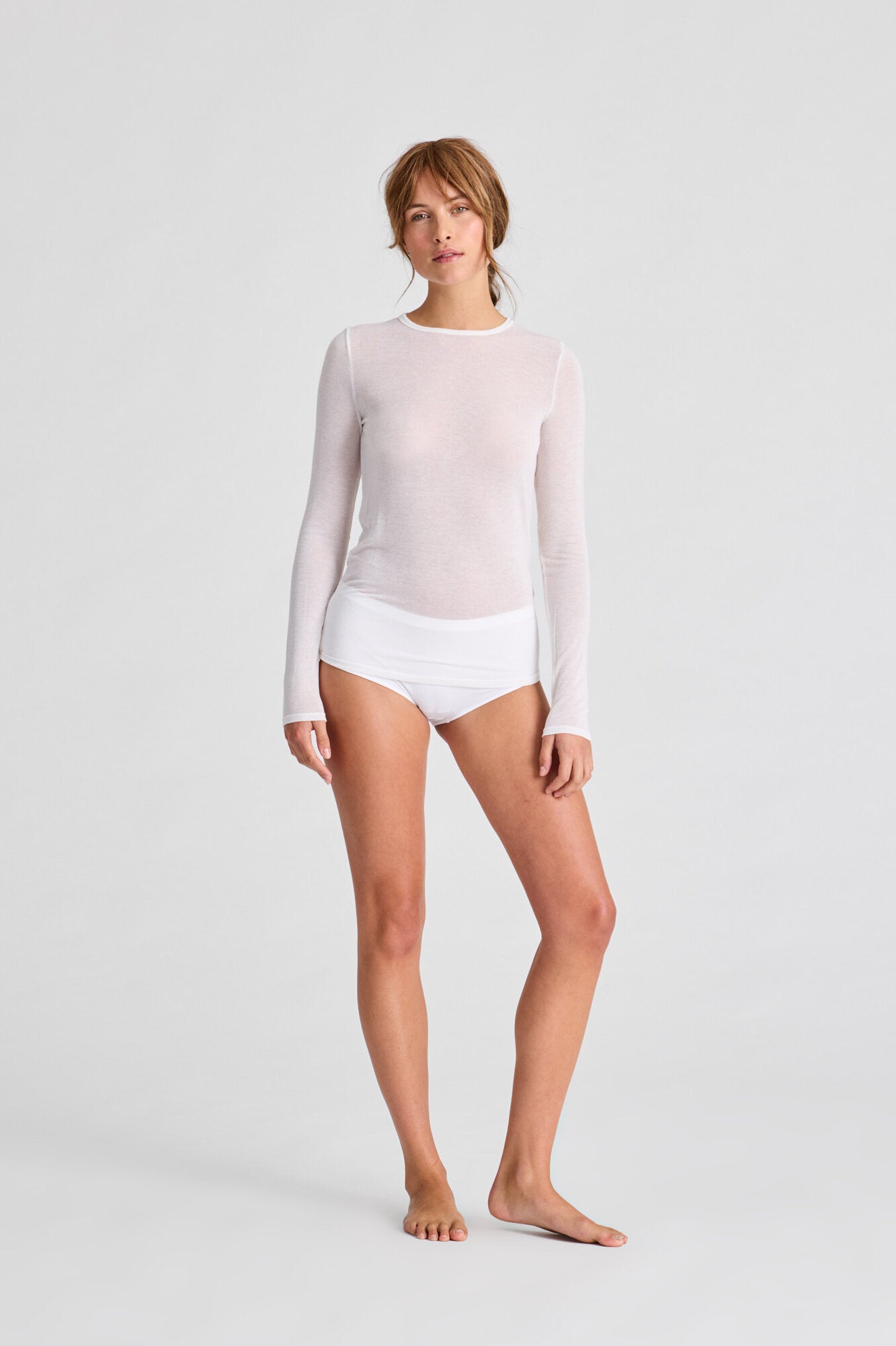 Thyra Wool langærmet t-shirt - hvid